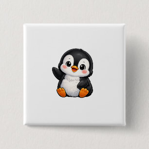 Cute Baby Penguin Waving Cartoon Character Kids Ka 15 Cm Square Badge