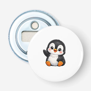 Cute Baby Penguin Waving Cartoon Character Kids Ka Bottle Opener