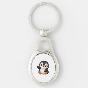 Cute Baby Penguin Waving Cartoon Character Kids Ka Key Ring