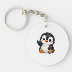 Cute Baby Penguin Waving Cartoon Character Kids Ka Key Ring