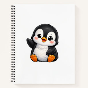 Cute Baby Penguin Waving Cartoon Character Kids Ka Notebook