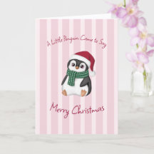 Cute Baby Penguin Wearing Santa Hat Christmas