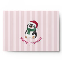 Cute Baby Penguin Wearing Santa Hat Christmas