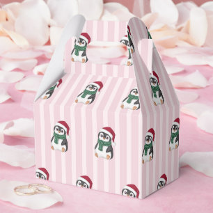 Cute Baby Penguin Wearing Santa Hat Christmas Favour Box