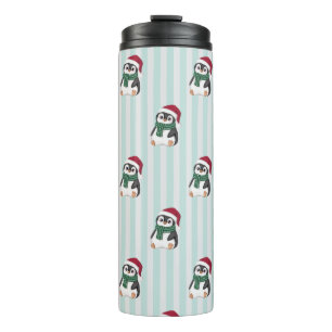 Cute Baby Penguin Wearing Santa Hat Christmas Thermal Tumbler