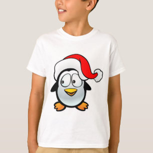 Cute Baby Penguin With Santa Claus Hat T-Shirt