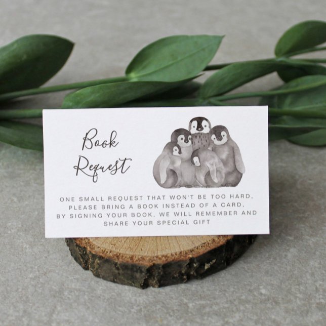 Cute Baby Penguins Baby Shower Book Request   Enclosure Card (Creator Uploaded)