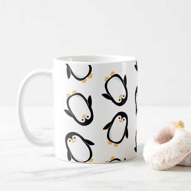 Cute Baby Penguins Iced Tea or Coffee Mug (With Donut)
