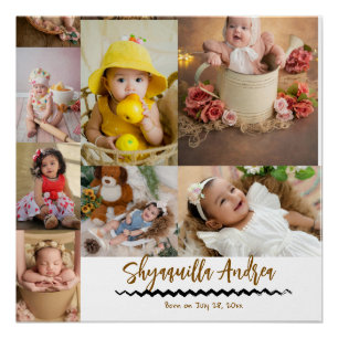cute baby photo - 9 photo&text personalised glossy poster