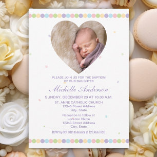 Cute Baby Photo Gender Neutral Christening Baptism Invitation