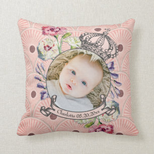 Cute Baby Photo Keepsake Name Birth Date Custom Cushion