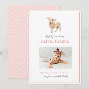 Cute Baby photo Little Lamb girl Birth Announcement