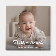 Cute Baby Photo & Name Modern Minimalist Keepsake