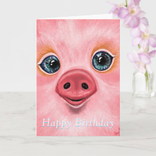 Cute Baby Pig Happy Birthday Cards - Smile