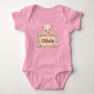 Cute Baby Pig Personalised Baby Bodysuit