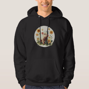 Cute Baby Pig Piglet Sunflower Farm Animal Farmer Hoodie