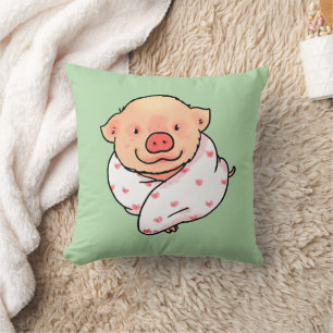 Cute Baby Pig Wrapped in Blanket Cushion