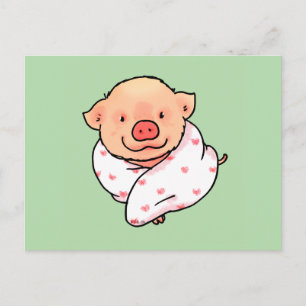 Cute Baby Pig Wrapped in Blanket Postcard