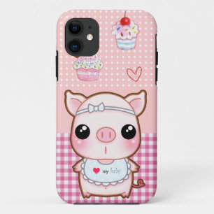 Cute baby piggy and kawaii cupcakes iPhone 11 case