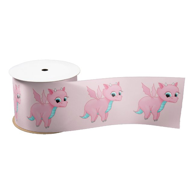 Cute Baby Pink Dragon Satin Ribbon (Spool)