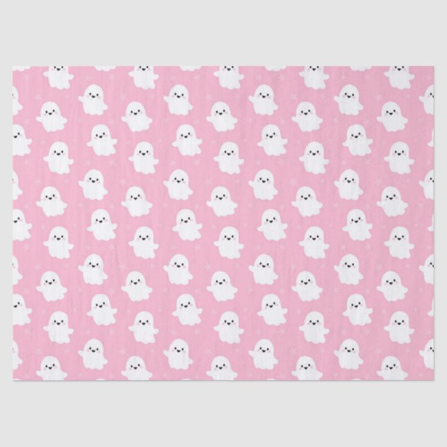 Cute Baby Pink Ghost Pattern – Halloween Design Tissue Paper (Front)