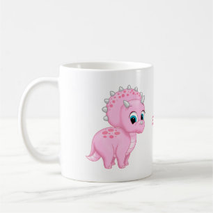 Cute Baby Pink Triceratops Dinosaur Coffee Mug
