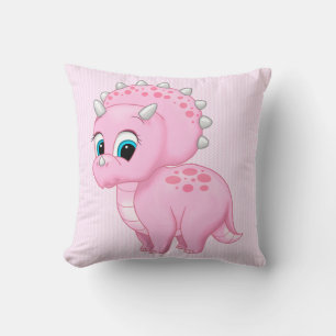 Cute Baby Pink Triceratops Dinosaur Cushion