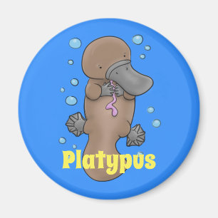 Cute baby platypus cartoon illustration magnet