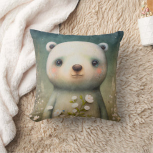 Cute Baby Polar Bear Painting Cushion