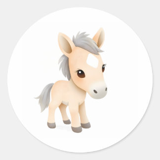 Cute Baby Pony Sticker Watercolor Illustration