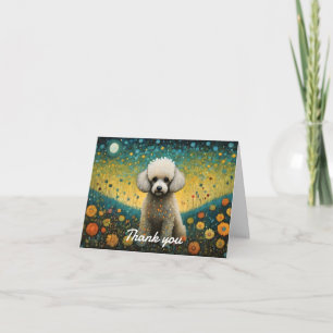 Cute Baby Poodle Flower Meadow Thank You Card