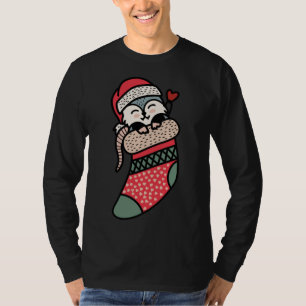 Cute Baby Possum In Christmas Sock Xmas Pajama T-Shirt