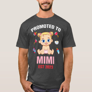Cute Baby Promoted To Mimi Est 2023 Birthday T-Shirt