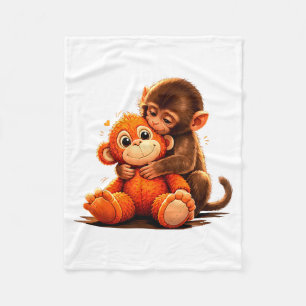 Cute baby punch monkey hugging plush toy  fleece blanket