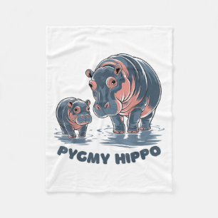 Cute Baby Pygmy Hippo Moo Deng Funny Zoo For Famil Fleece Blanket