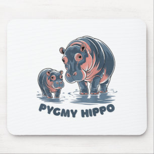 Cute Baby Pygmy Hippo Moo Deng Funny Zoo For Famil Mouse Pad
