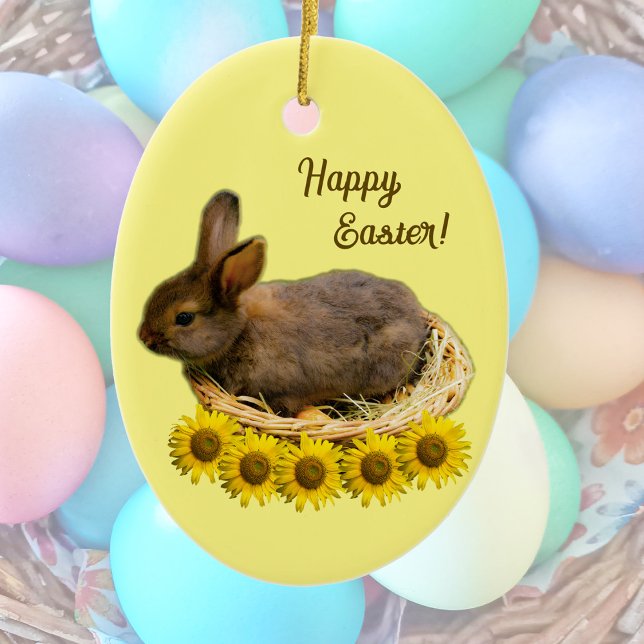 Cute baby rabbit - easter bunny   ceramic ornament (Creator Uploaded)