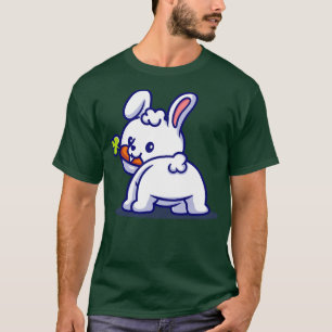 Cute Baby Rabbit Eating Carrot Cartoon T-Shirt