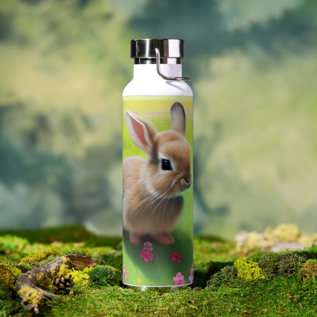Cute baby rabbit in a flower meadow  water bottle (Outdoor)
