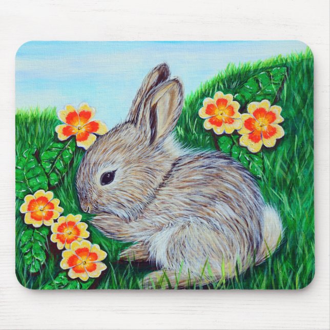Cute Baby Rabbit Painting Mouse Pad (Front)