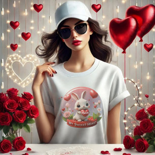 Cute baby Rabbit valentine heart love T-Shirt