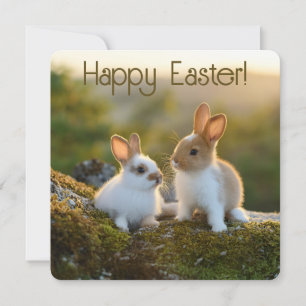 Cute baby rabbits in the grass Happy Easter Card