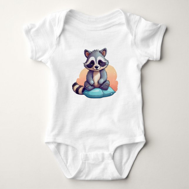 Cute Baby Raccoon – Adorable Cartoon Bodysuit (Front)