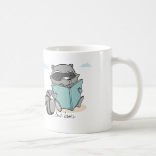 Cute baby raccoon reading. I love books. Coffee Mug