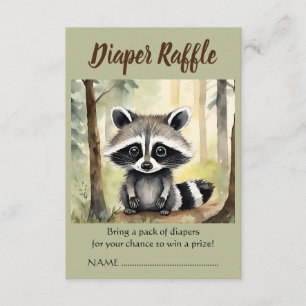 Cute Baby Racoon Baby Shower Diaper Raffle Enclosure Card