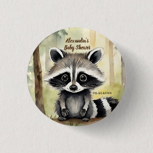Cute Baby Racoon Gender Neutral Baby Shower 3 Cm Round Badge