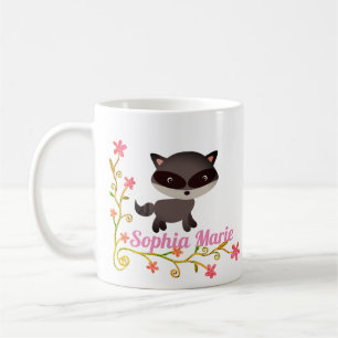 Cute Baby Racoon with Flowers Coffee Mug