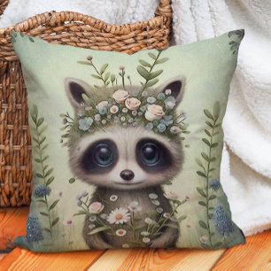 Cute Baby Racoon Woodland Nursery Cushion
