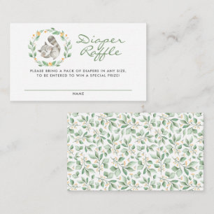 Cute Baby Racoon Wreath Baby Shower Diaper Raffle Enclosure Card