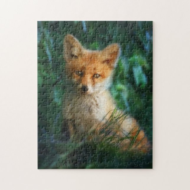 Cute Baby Red Fox in Grass Jigsaw Puzzle (Vertical)